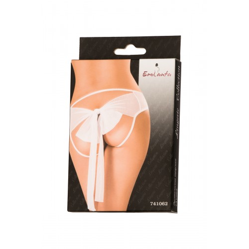 Эротические трусики Erolanta Lingerie Collection из стрейч-сетки с бантом, белые (54-56)
