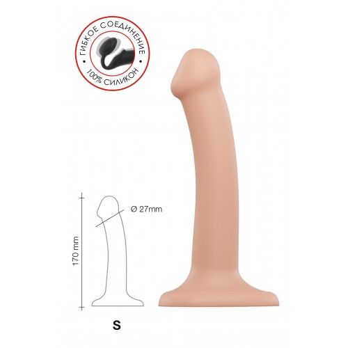 Ремневой нереалистичный страпон на присоске Strap-on-me, S, силикон, телесный, 17 см