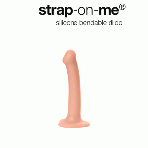 Ремневой нереалистичный страпон на присоске Strap-on-me, S, силикон, телесный, 17 см (иной угол)