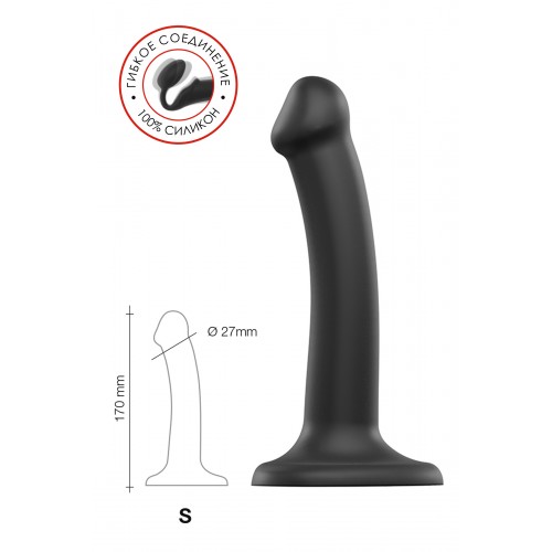Ремневой нереалистичный страпон на присоске Strap-on-me, S, силикон, черный, 17 см