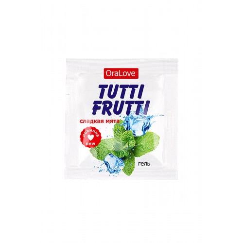 Съедобная гель-смазка TUTTI-FRUTTI для орального секса со вкусом сладкой мяты 4г по 20 шт в упаковке