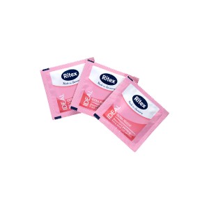 Презервативы Ritex IDEAL №3, с дополнительной смазкой, латекс, 18.5 см (иной угол)