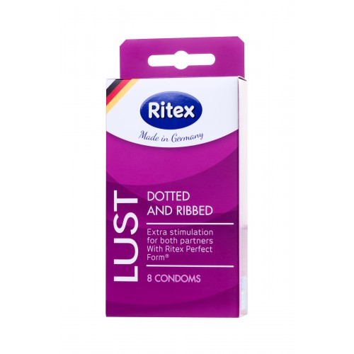 Презервативы Ritex LUST №8, рифленые с пупырышками, латекс, 19 см