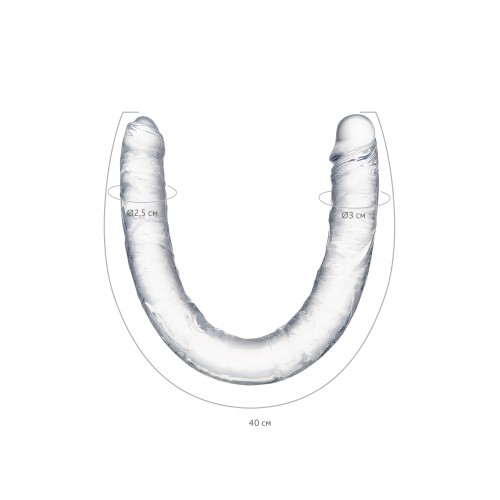 Фаллоимитатор двусторонний TOYFA Double Dildo, TPR, прозрачный, 40 см