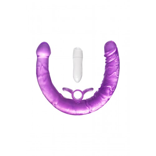 Фаллоимитатор двусторонний с вибропулей TOYFA Double Dildo with Vibro Bullet, TPR, фиолетовый, 35 см