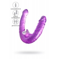 Фаллоимитатор двусторонний с вибропулей TOYFA Double Dildo with Vibro Bullet, TPR, фиолетовый, 35 см