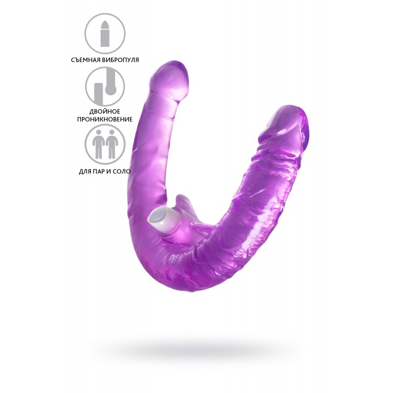 Фаллоимитатор двусторонний с вибропулей TOYFA Double Dildo with Vibro Bullet, TPR, фиолетовый, 35 см
