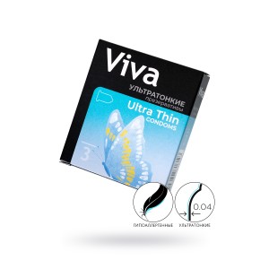 Презервативы VIVA Ультратонкие 3 шт, латекс, 18,5 см