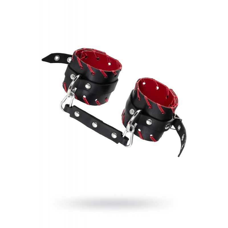 Оковы с красной окантовкой Pecado BDSM, натуральная кожа, черные