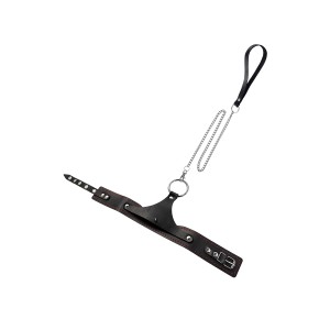 Ошейник с контрастной строчкой Pecado BDSM, натуральная кожа, черный (иной угол)