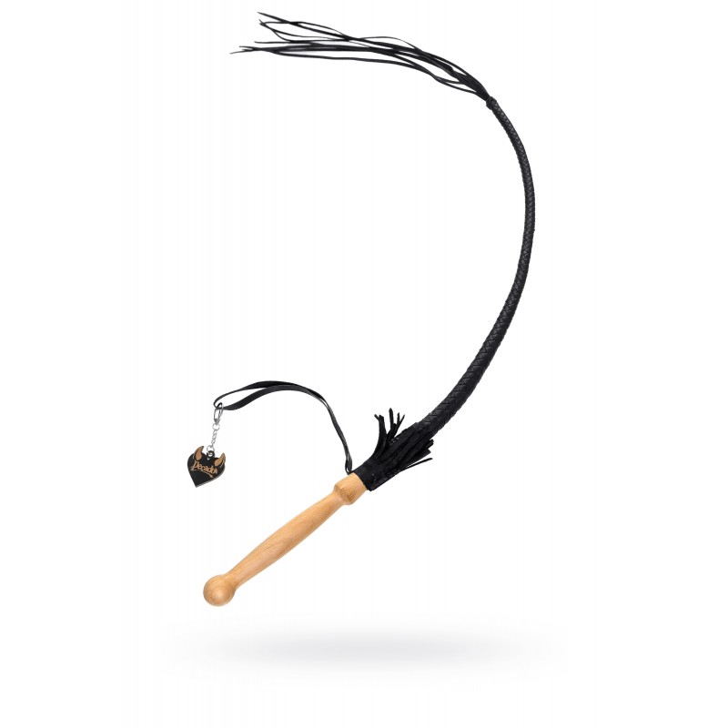 Кнут плетеный Pecado BDSM, натуральная кожа, черный, 75 см