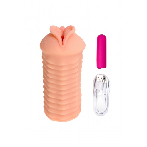 Мастурбатор реалистичный KOKOS ELEGANCE.006 с вибрацией, TPR, телесный, 16 см