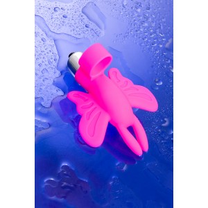 Вибронасадка бабочка на палец Eromantica Butterfly, силикон, розовая, 10 см (иной угол)