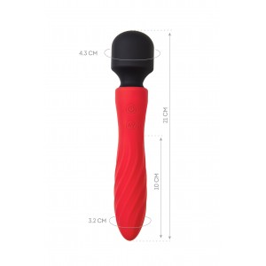 Двусторонний вибромассажер Black&Red by Toyfa, силикон, красный, 21 см Двусторонний вибромассажер Black&Red by Toyfa, силикон, красный, 21 см (иной угол)