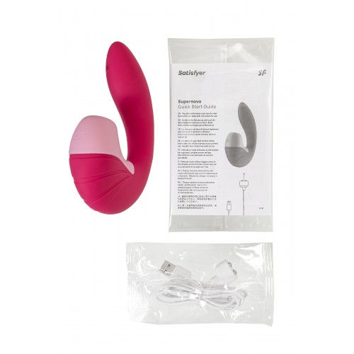 Вибратор Satisfyer Supernova, с вакуум-волновым стимулятором, силикон, красный, 16,9 см