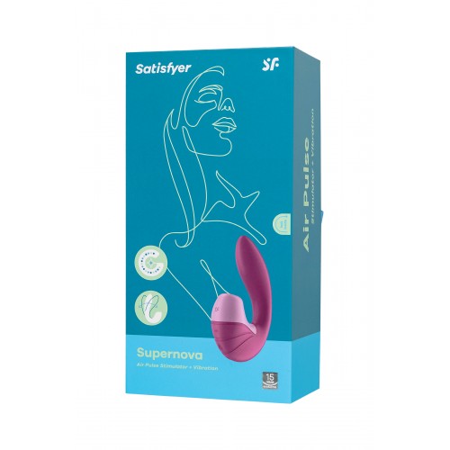 Вибратор Satisfyer Supernova, с вакуум-волновым стимулятором, силикон, красный, 16,9 см