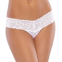 Белые трусики-тонг Crotchless