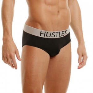 Черные мужские брифы Hustler на широкой резинке из микрофибры L