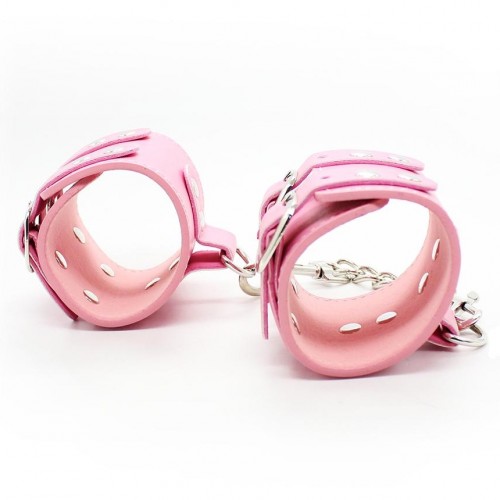 Широкие наручники с карабином - pink