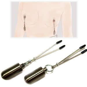 Зажимы для сосков с грузиками по 50 г. Sextreme (иной угол)