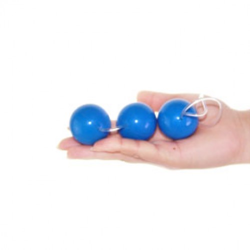 Три вагинальных шарика на сцепке Sexual Balls голубые из пластика