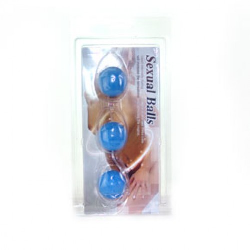 Три вагинальных шарика на сцепке Sexual Balls голубые из пластика