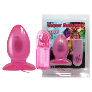 Анальная пробка на присоске с вибрацией розовая Super Butt Plug