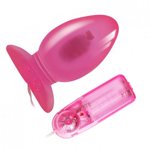 Анальная пробка на присоске с вибрацией розовая Super Butt Plug