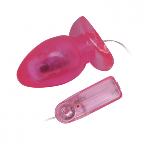 Анальная пробка на присоске с вибрацией розовая Super Butt Plug