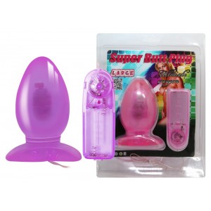 Анальная пробка на присоске с вибрацией фиолетовая Super Butt Plug