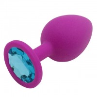 Пурпурная силиконовая пробка с голубым стразом S