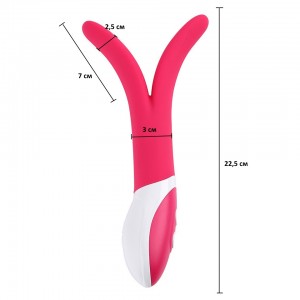 Двойной розовый вибростимулятор Alien с 9 функциями вибрации (иной угол)