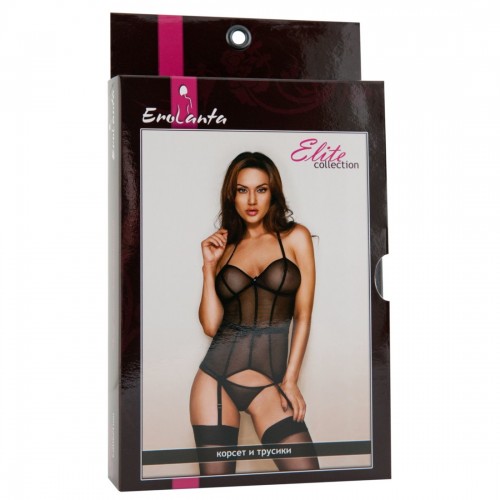 Мягкий белый корсет с поясом и стринги M/L