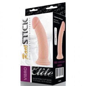 Реалистичный вибратор TOYFA RealStick Elite Vibro, TPR, телесный, 7 режимов вибрации, 20 см изогнутый (иной угол)