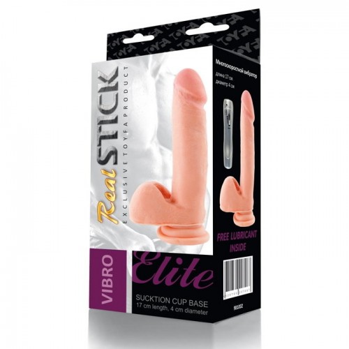 Реалистичный вибратор TOYFA RealStick Elite Vibro, TPR, телесный, 7 режимов вибрации, 20 см с мошонкой