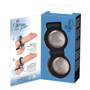 Виброкольцо эрекционное двойное для пениса и мошонки Smile (иной угол)