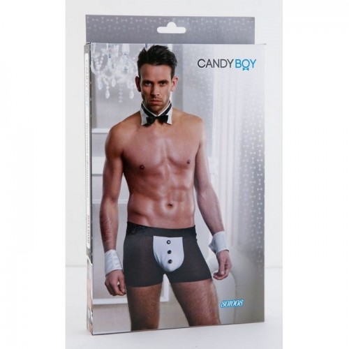 Костюм официанта Candy Boy Dominick (трусы, воротник, манжеты), черно-белый, OS
