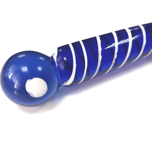 Двусторонний фаллоимитатор Sexus Glass, стекло, синий, 21 см