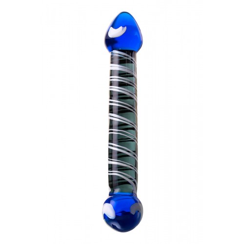 Двусторонний фаллоимитатор Sexus Glass, стекло, синий, 21 см