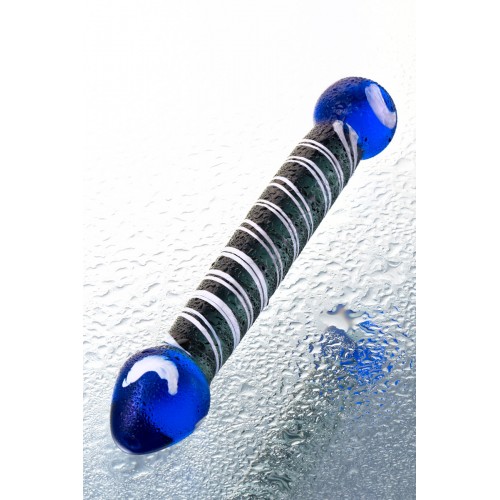 Двусторонний фаллоимитатор Sexus Glass, стекло, синий, 21 см