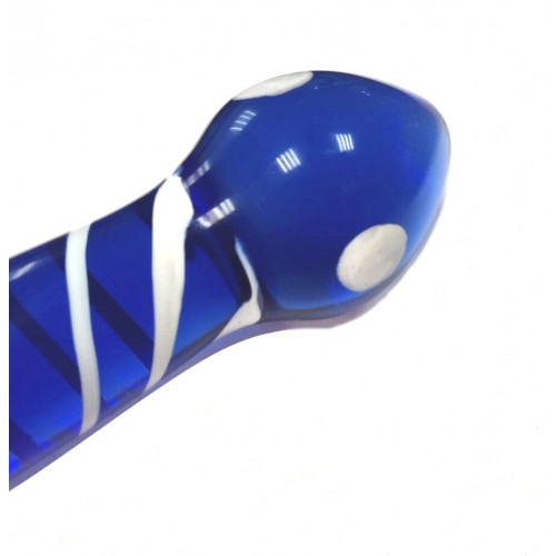 Двусторонний фаллоимитатор Sexus Glass, стекло, синий, 21 см