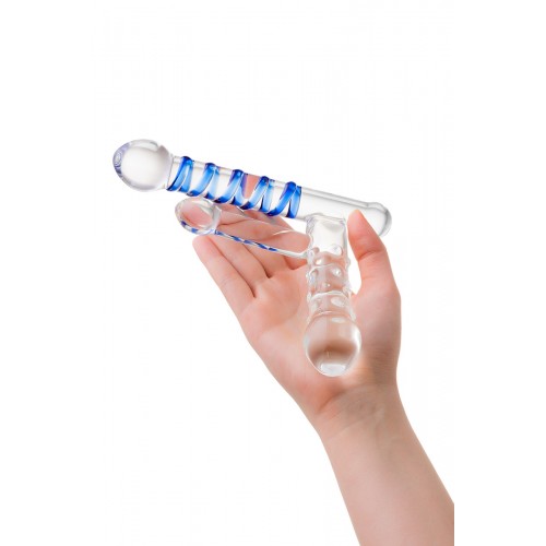 Анально-вагинальный фаллоимитатор Sexus Glass, Стекло, прзрачный, 16см