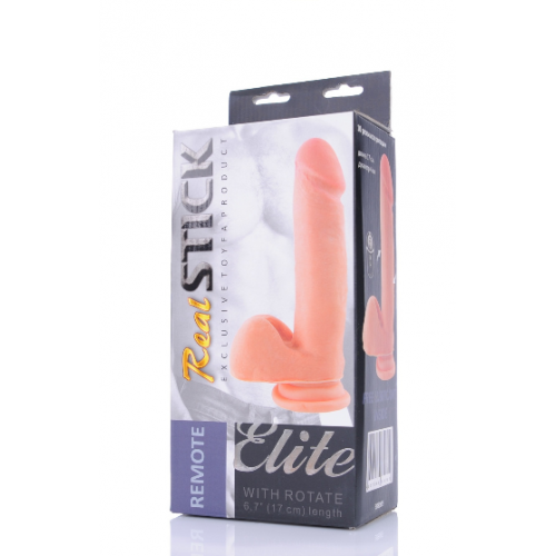 Ротатор с пультом ДУ TOYFA RealStick Elite REMOTE, TPR, перезаряжаемый, телесный,  режимов вибрации, 20 см