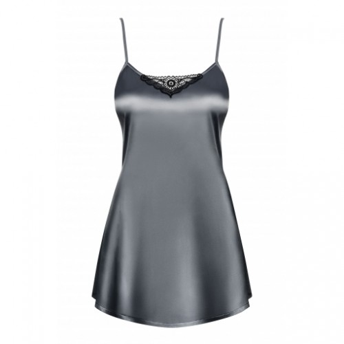 Серая сорочка и трусики Satinia S/M