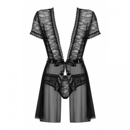 Черный пеньюар с трусиками Swanita L/XL