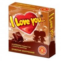 Презервативы с ароматом шоколада I Love You + наклейка