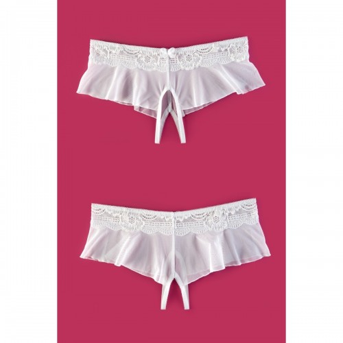 Эротические трусики-юбочка из стрейч-сетки белые р-р 46-48