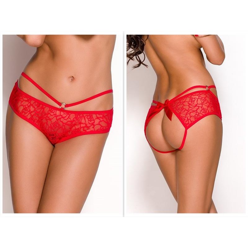 Трусики Anais Quinn, кружевные, с открытыми ягодицами, красный, S