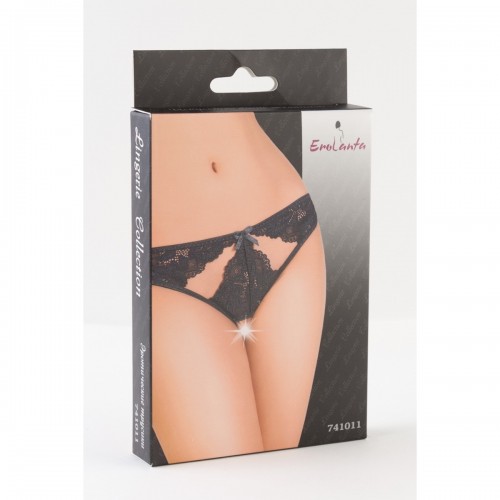 Черные кружевные трусики с декоративными ажурными вырезами р-р 42-44