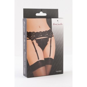 Эротический комплект: пояс для чулок и трусики кружевные черные (иной угол)